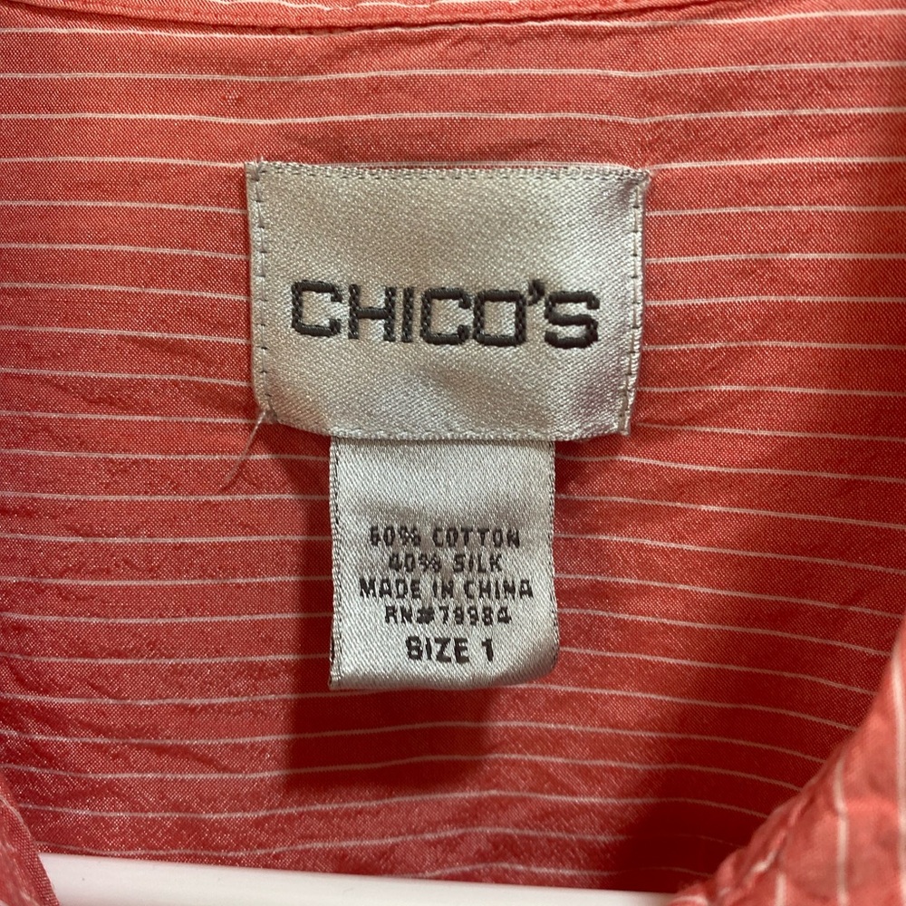 Chico's Pleated Button Down Blouse - Picture 3 of 6